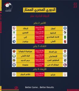 جدول مباريات الدوري المصري الممتاز حتى الجولة 29